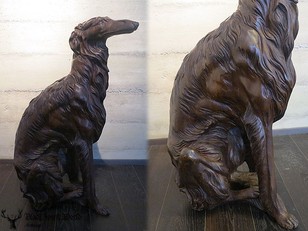 black forest carved dog borzoi