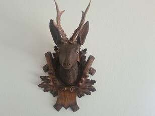 black forest carved deer roe head