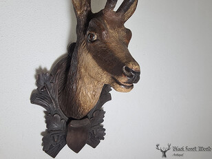 black forest carved wood head