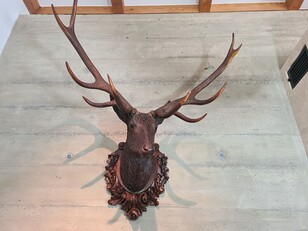 Black forest carved stag deer head
