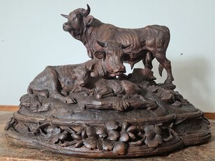 Black Forest carved Cow Bull wood