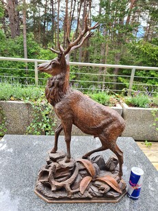 black forest carved stag carving