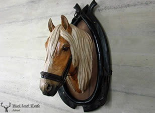 carved wood horse head haflinger