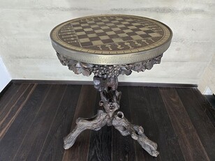 Black forest carved chess Table