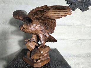 Black forest carved eagles signed