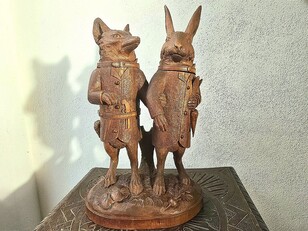 Black forest carved rare Hare Fox