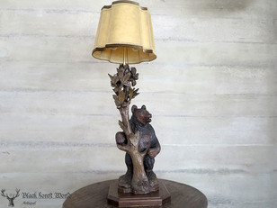 swiss carved black forest bear lamp